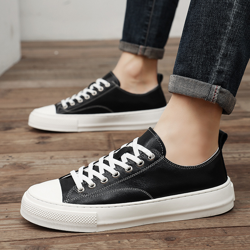 Men's Leather Casual Flat Shoes Skateboard Sneakers